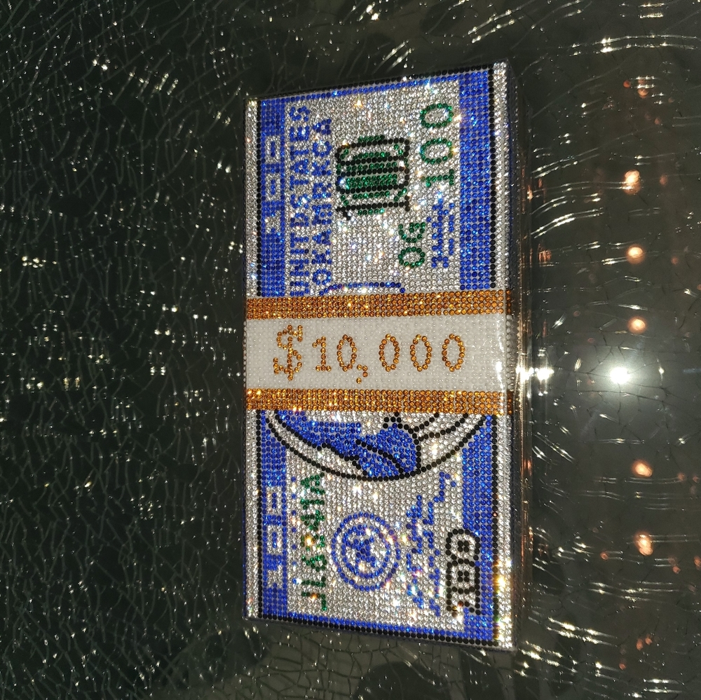 MONEY STACK CLUTCH BLUE - Picture 2 of 2